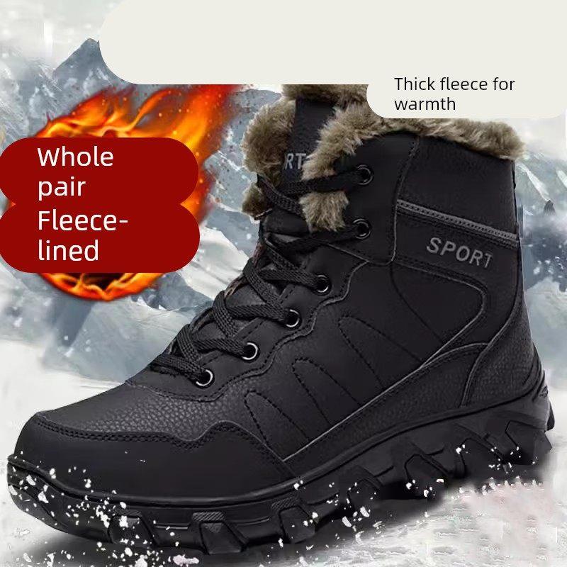 Cold-Resistant Snow Boots for Men in Temperatures Below -40 Degrees, Winter Russian Travel Gear, Non-Slip Cotton Shoes, Warm Shoes, Cotton Boots, Black