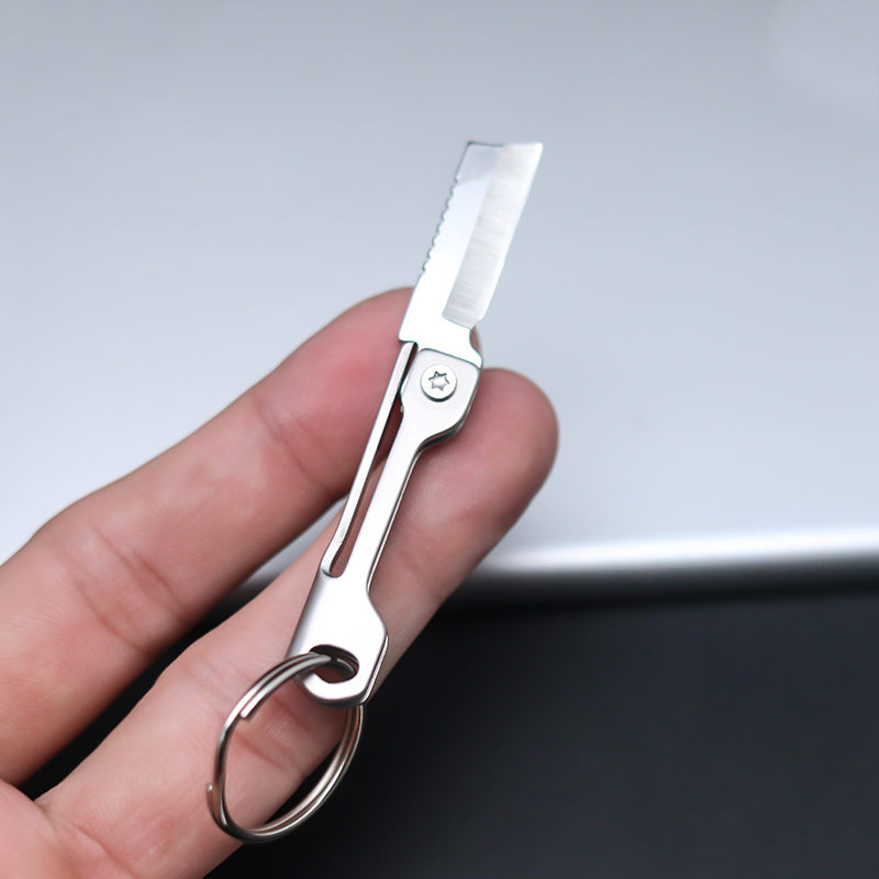 指尖不锈钢小刀钥匙扣随身拆快递刀锁匙扣创意男户外折叠小刀挂件