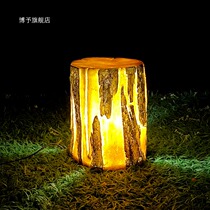 Luminous tree pile lamp GRP material wood pile lamp courtyard straw terrace light outdoor waterproof garden view lamp landscaped lamp