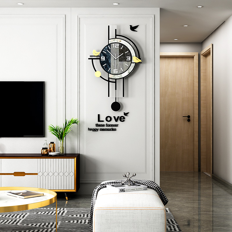 Light and luxurious modern minimalist table Living room hanging clocks Creative watches and clocks Wall Home Internet Red Art Atmosphere Decorative Clocks