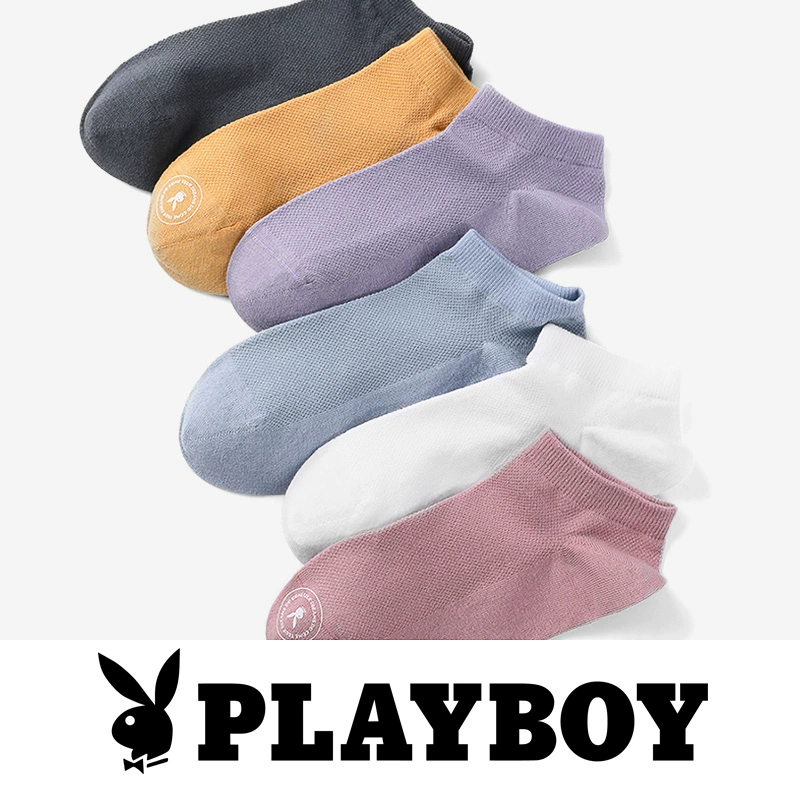 Vớ Playboy nữ vớ thuyền vớ nông miệng trong thủy triều phụ nữ sinh viên mùa xuân và mùa hè mỏng thoáng khí vớ vô hình - Vớ sợi tre