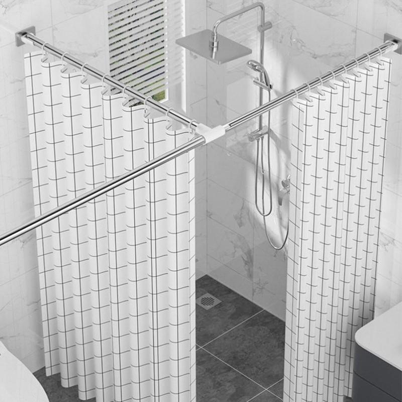 No-Drill T-Shaped Shower Curtain Rod, Special-Shaped Bathroom Hanging Rod, Bathroom Curtain Corner Telescopic Stainless Steel Rod, Nail-Free No-Drill T-Shaped Shower Curtain Rod, Special-Shaped Bathroom Hanging Rod, Bathroom Curtain Corner Telescopic Stainless Steel Rod, Nail-Free