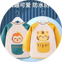 Baby smock waterproof and anti-dirty rice pocket eating protective clothing for men and women baby bib skirt long-sleeved autumn and winter children dress backwards