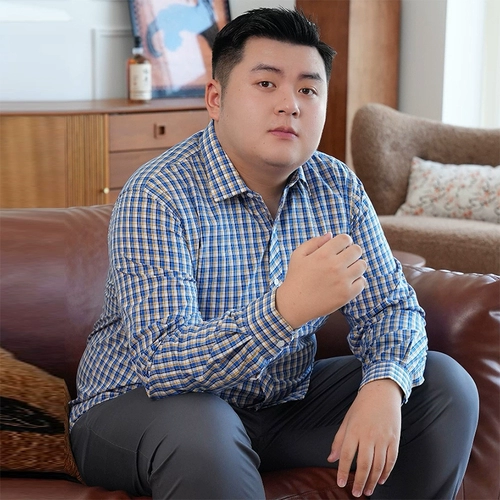 Осенняя хлопковая рубашка, большой размер