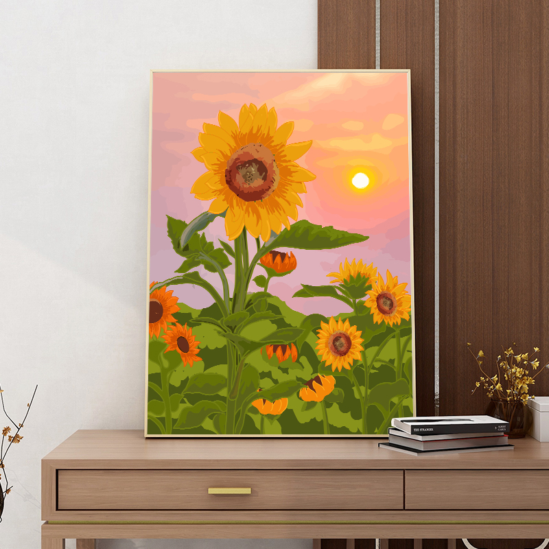 Sunflower Digital Oil Painting Diy Fill Color Oil Color Painting Advanced Senses Floral Fill hand painted hand decorated painting-Taobao