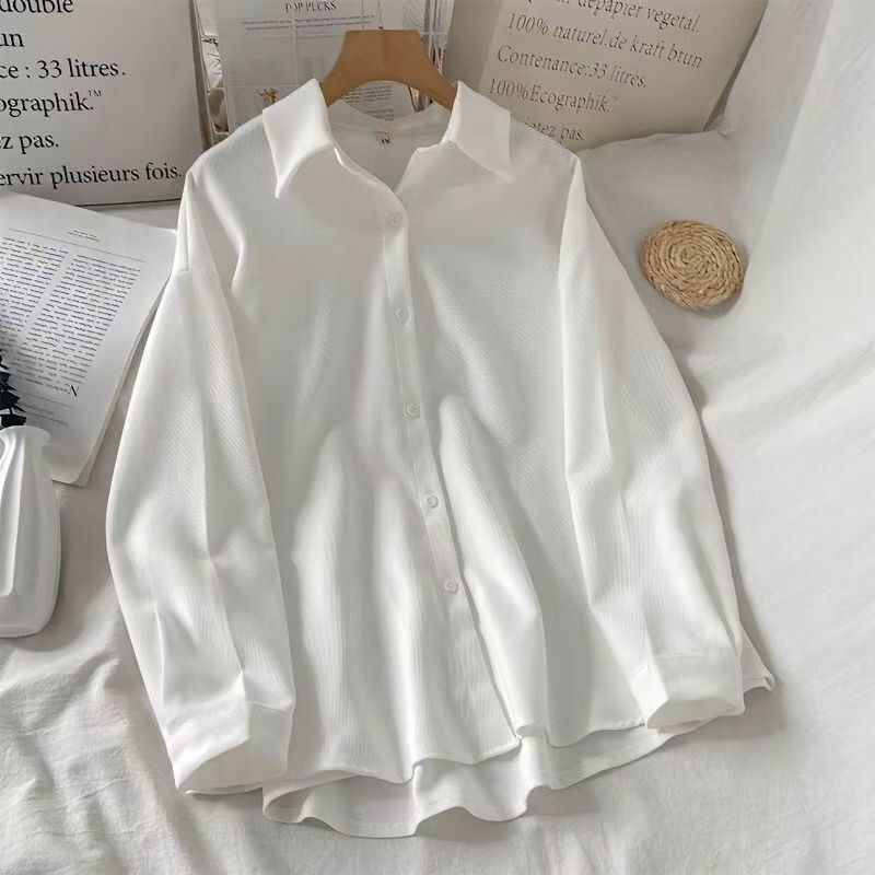 Academy-Style Long-Sleeved White Shirt for Women, Autumn and Winter Design, Niche Early Autumn Inner Wear, Loose Coat, Shirt, Autumn Clothing