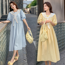 Pregnancy Woman Dress Summer Dress Dress Dress 2021 New Bubble Cuff Fashion Loose Spicy Mother Net Red Pregnant Woman Summer Dresses Thin