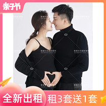 2023 Couple Maternity Photo Clothing Rental Black Slimming Off-Shoulder Photo Studio Pregnancy Art Photo Photography Clothes