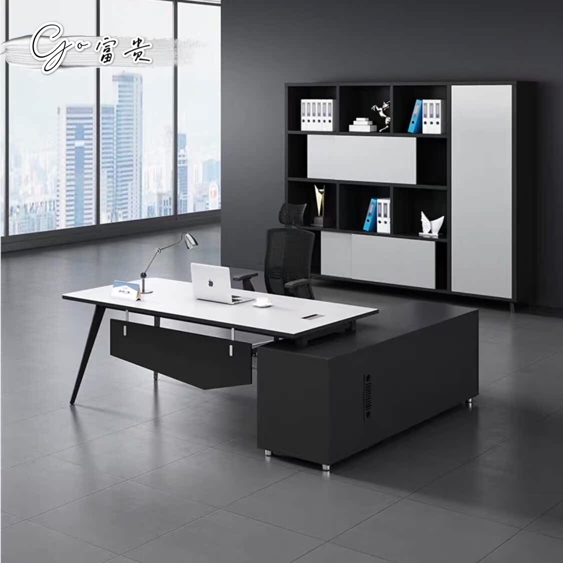 Boss Table Spot Brief Modern Fashion Grand Bandai Manager Head Office Desk Chair Short Cabinet Composition