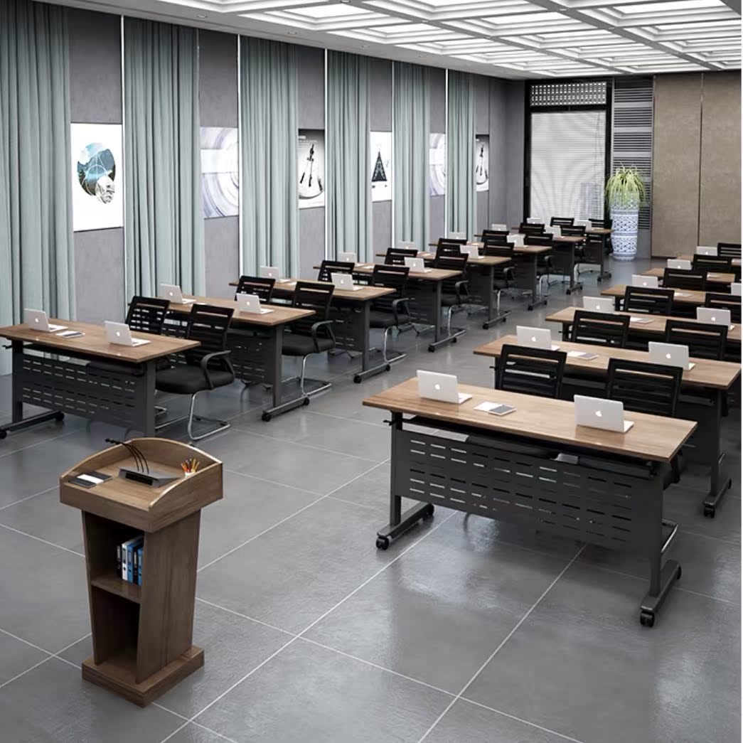 Staff table and chairs Combined venue with wheels removable Chair speech Presentation Desk Folding Flap Double Strip Desks