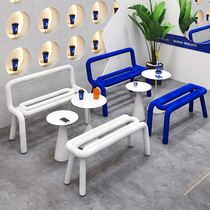 Net red cafe dessert milk tea shop industrial style creative table commercial Klein blue special-shaped curved table and chair combination