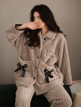 Coral Suede Pajamas Woman Autumn Winter style Long sleeves Home Residence Korean Version Big Code Winter Plus Suede Thickened Warm Two Suits