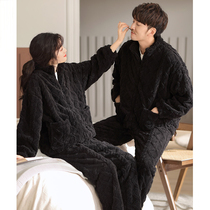Couple sleepwear womens winter coral suede 2021 new thickened and velvety flannel winter mens home suit suit