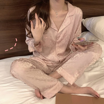 Sleepwear Lady Spring Autumn Season Slim 2021 New true silk Long sleeves pink Two suits Sexy cute Home Residence Suits