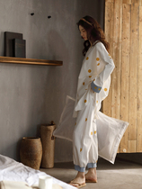 Sleepwear Lady Spring Autumn New Pure Cotton Long Sleeve Wave Dot Home Conserved Summer Full Cotton Korean Version Cute Autumn And Winter Two Suits