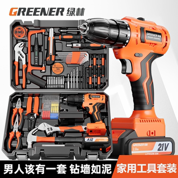 Green Forest Tool Box Home Set Multifunctional Storage Hardware Repair Combination Complete Set Car-Mounted Brushless Electric Drill Full Set
