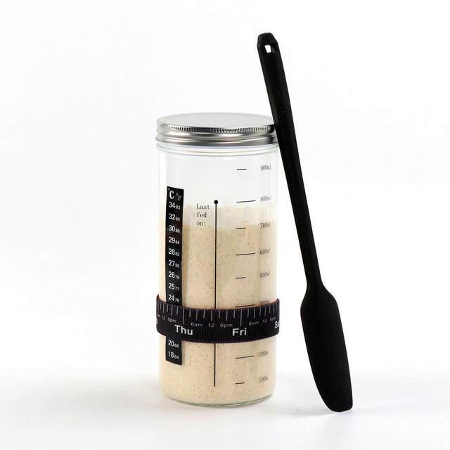 Polish Fermentation Jar 1000ml, Graduated Glass Sealed Jar, Starter Culture Dish, Natural Yeast, Ruppon Strain