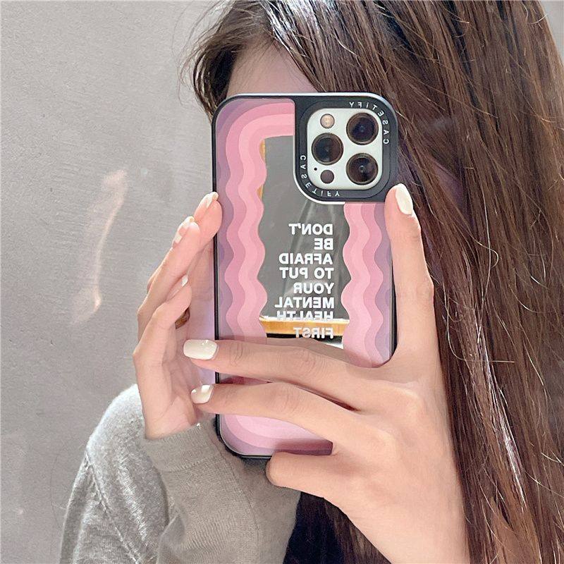 High-End ins Style Pink Mirror Case Suitable for Apple 15 Pro Max, New iPhone 14 Pro for Women, Creative 13 Pro Max, Super Popular 12 Silicone, 11 Trendy Brand, XS Shockproof, Casetify Hard Case