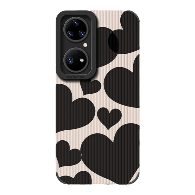Suitable for Huawei Pura70 Pro Phone Case, Popular Black and White Checkered Mate60 Lambskin P50/40 New Fashion Heart-Shaped Mate50 Creative Internet Celebrity Mate70 Pro Trendy Brand Men's Protective Case