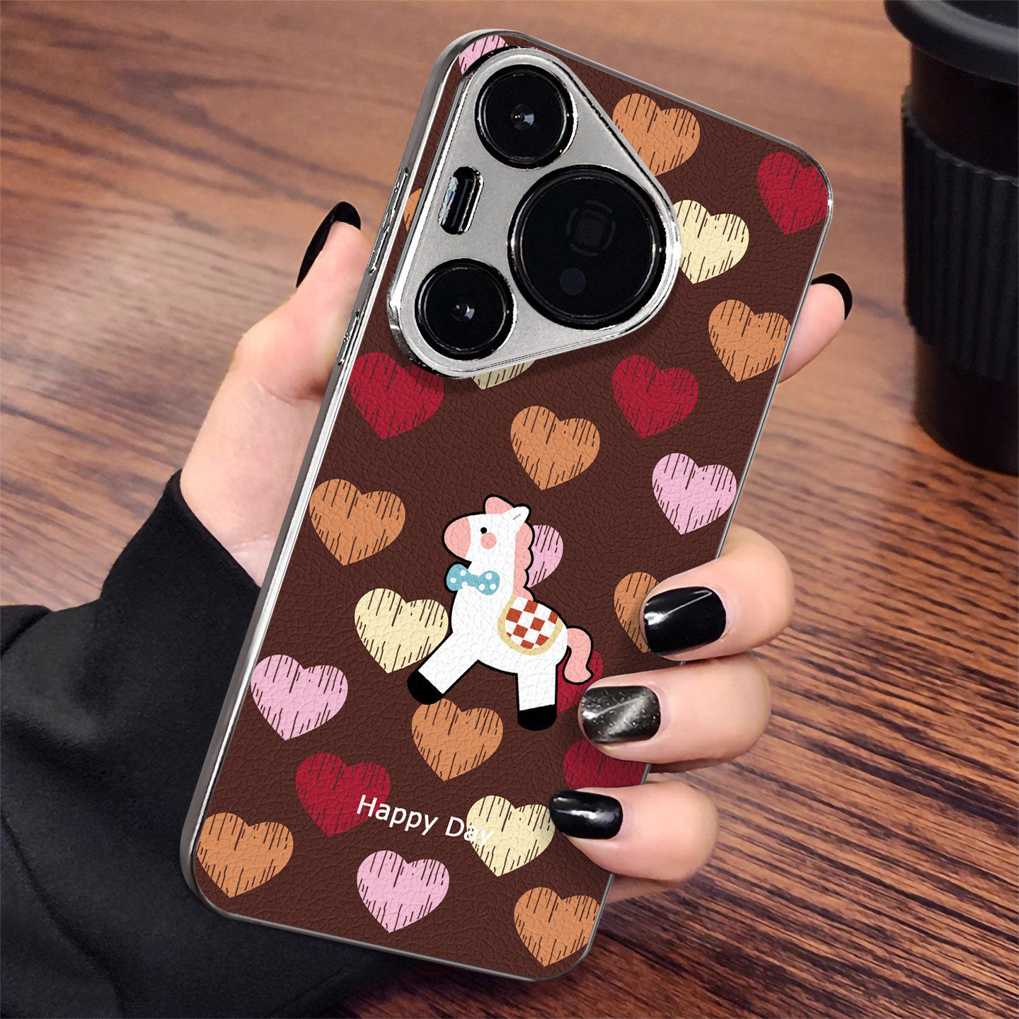 Love-Themed Pony Phone Case Suitable for Huawei Pura 80 Pro, Cartoon Pura 70 Electroplated Leather Texture, Mate 80 Pro Max, Stylish for Women, Nova 15, High-End Feel, Magic 8 Full Coverage, Honor 500 Shockproof