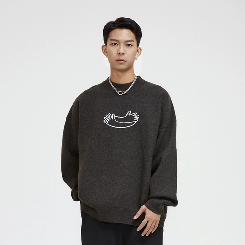 TRUSL Studio Трикотажный свитер для отдыха для влюбленных, круглый воротник, оверсайз, изысканный стиль