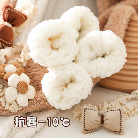 宝宝发带毛线袜子礼盒套装新生儿加厚羊羔绒袜子保暖防滑婴儿套装