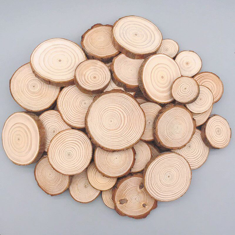 *Log thin diy round wood chip material solid wood annual ring hand-painted log chip background wall kindergarten head painting handmade