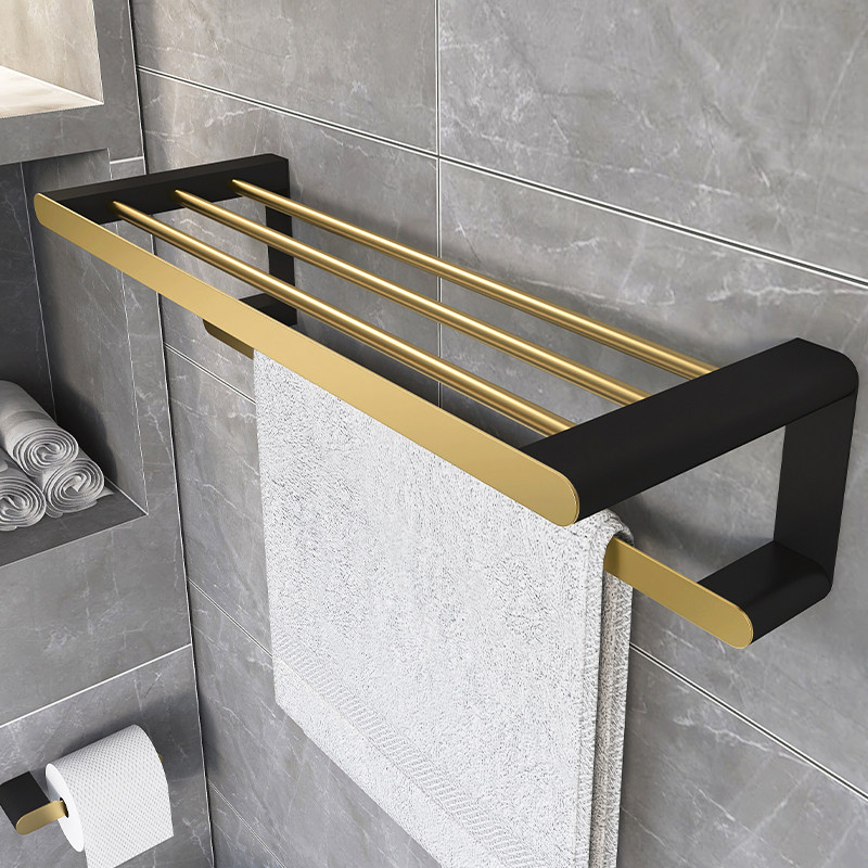 Dressing room Towel Rack Light Lavish free Punching Stainless Steel Wall-mounted Racks Bath Towels to contain Bathroom Racks