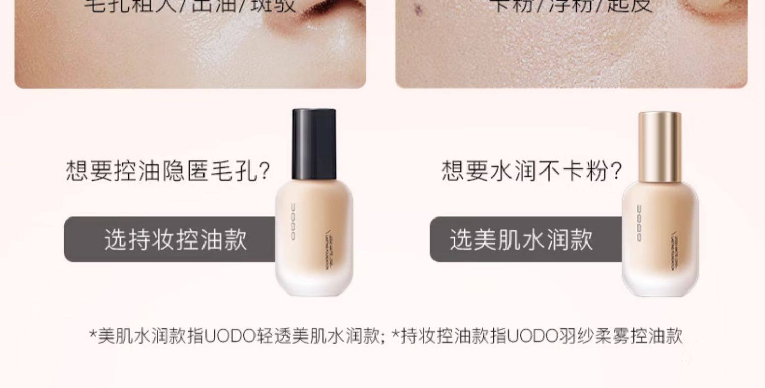 【中国直邮】  优沃朵 粉底液 持妆水润控油遮瑕持久不脱妆女 水润款#W02 适合自然偏白 30ml/瓶
