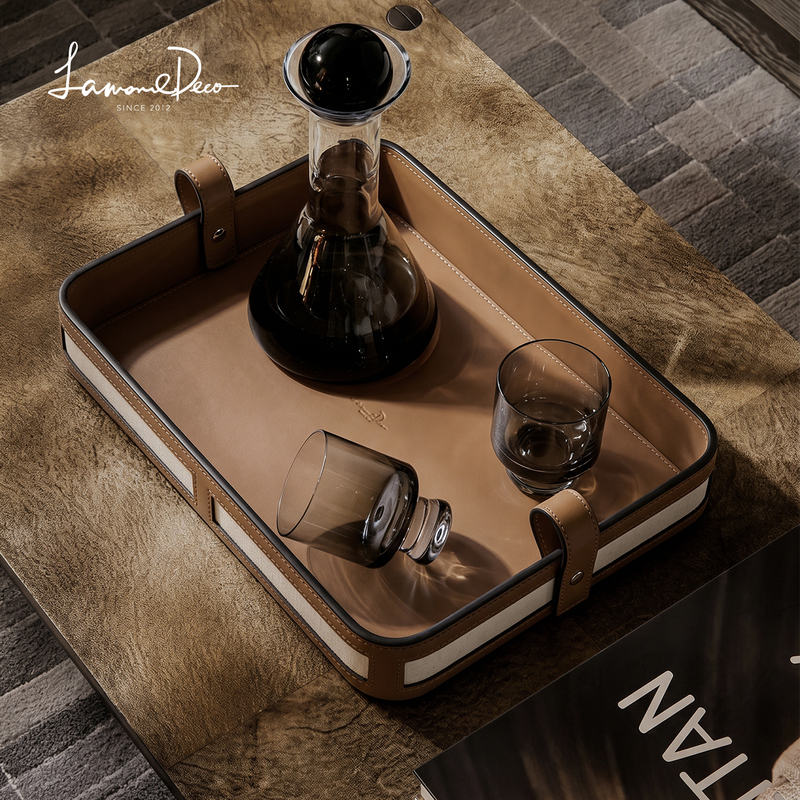 Lamomedeco Soft Decoration Tray, Modern Light Luxury, High Aesthetic Value, High-End Feel, Wine and Tea Set, Leather Tea Tray, Storage Tray Lamomedeco Soft Decoration Tray, Modern Light Luxury, High Aesthetic Value, High-End Feel, Wine and Tea Set, Leather Tea Tray, Storage Tray