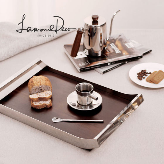 LamomeDeco light luxury high-end tray high-end tea cup storage tray home walnut tray decorative ornaments