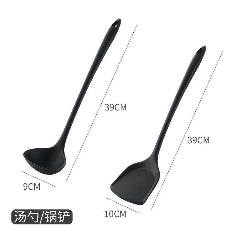 家用矽胶锅铲子不沾锅专用炒菜漏勺烫勺大号加长柄厨房用品