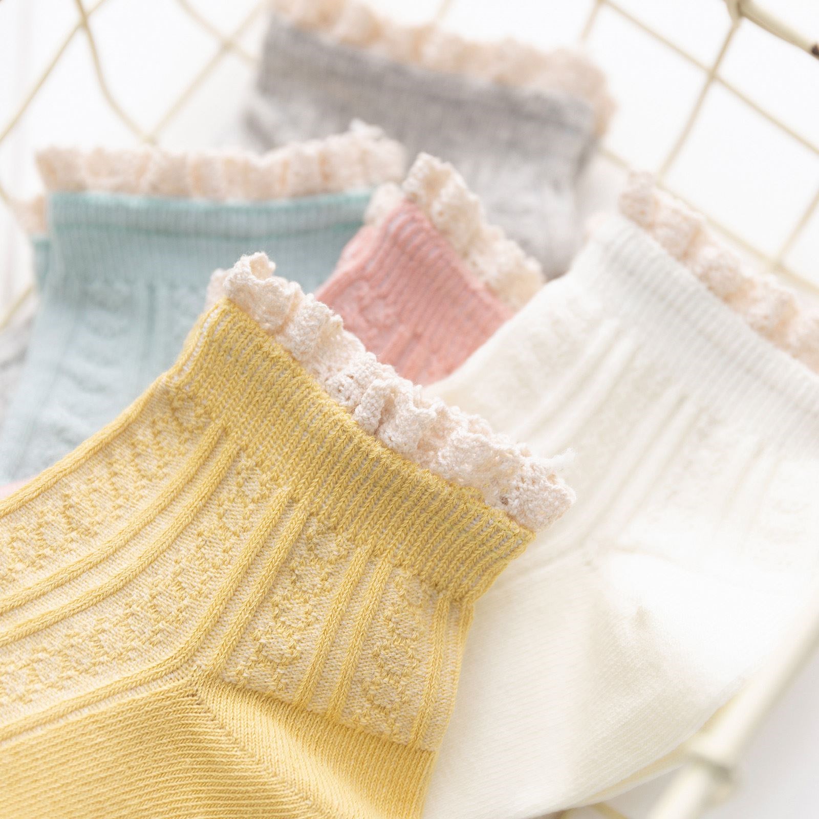  Small Flower Crystal Lace Socks Sunscreen Woman Summer Women's Socks Lace Socks Lace Pure Cotton Light Mouth Short Socks