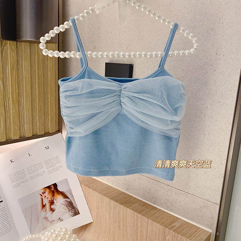 Girls summer clothes 2022 new summer mesh small suspenders outer vest female baby Western style top children's clothes