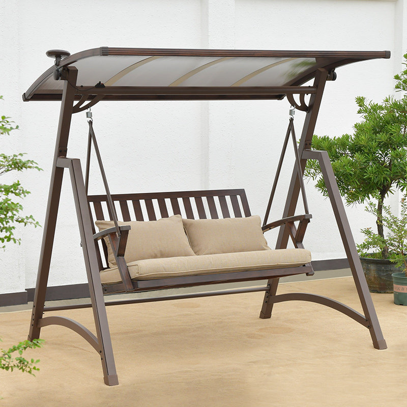 Outdoor swing aluminum alloy with light solar two or three adults swinging courtyard balcony outdoor swing chair