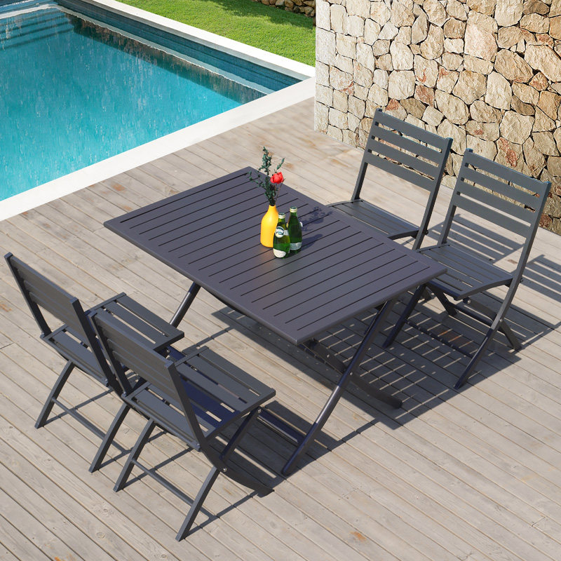 Outdoor tables and chairs courtyard balcony open-air aluminum alloy folding leisure coffee shop net red modern minimalist outdoor tables and chairs