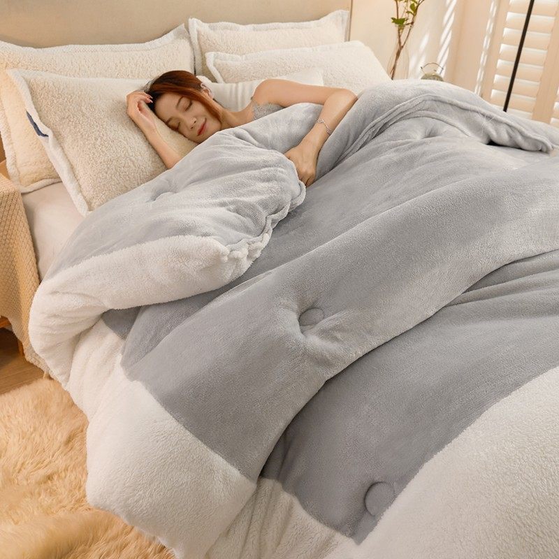Mengjie Home Textiles winter ultra-thick lamb velvet quilt winter quilt quilt core thickened and warm 10 catties double student autumn and winter