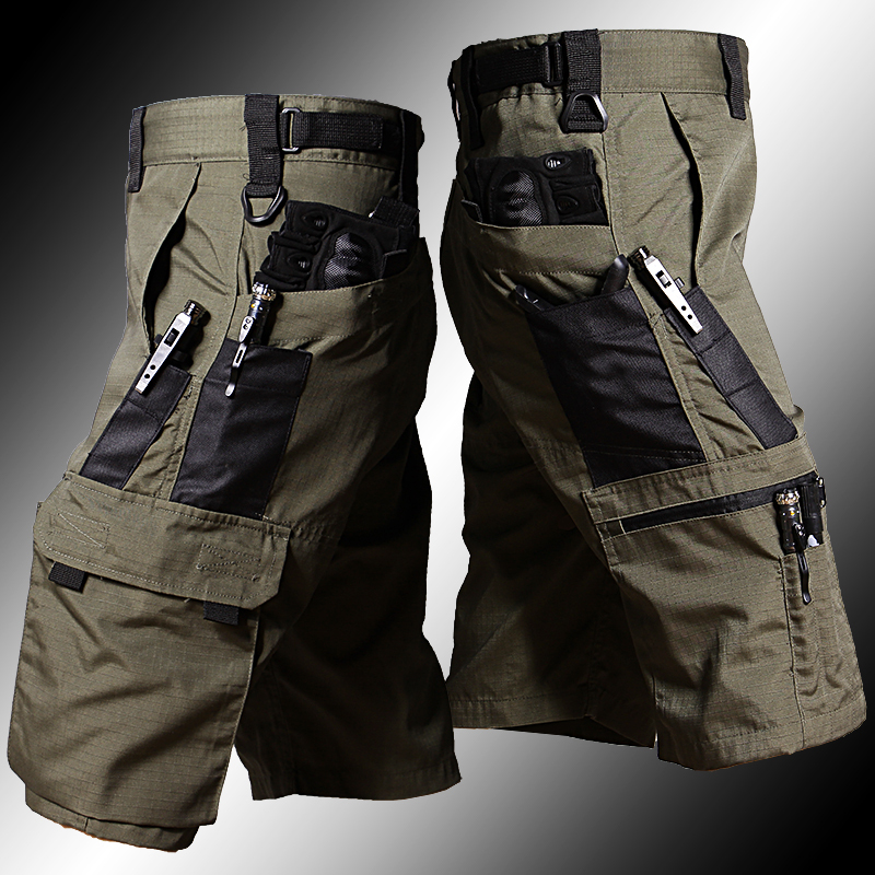 Beetle Military Tactical Work Shorts, Five-Point Pants, Wear-Resistant Men's Multi-Pocket Outdoor Waterproof Fishing Summer Thin Style