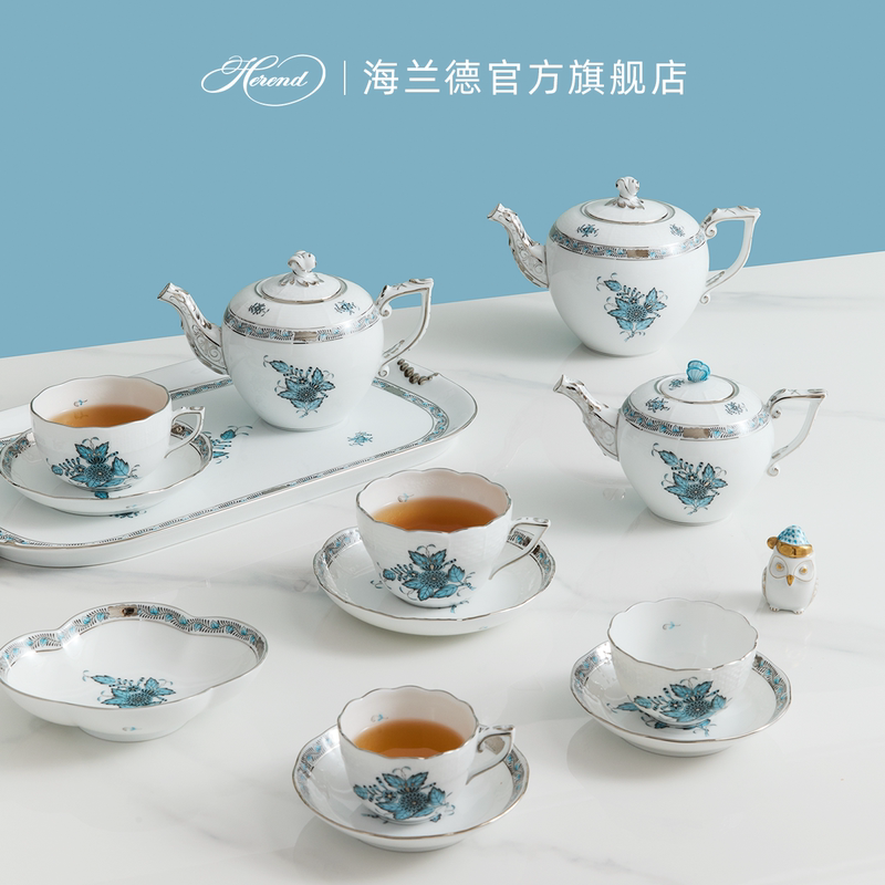 Herend Haren Hungary Imported Hand-Painted Ceramic Coffee Cup Tea Cup Platinum Blue Apone Herend Haren Hungary Imported Hand-Painted Ceramic Coffee Cup Tea Cup Platinum Blue Apone
