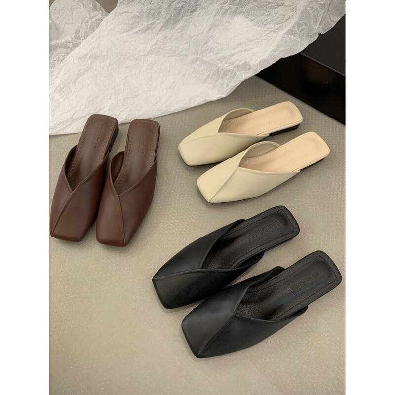 Baotou Half-Slip Women's Summer Outdoor Shoes 2023 Spring and Summer New Simple Slip-On Lazy Mule Square Toe Flat Shoes Baotou Half-Slip Women's Summer Outdoor Shoes 2023 Spring and Summer New Simple Slip-On Lazy Mule Square Toe Flat Shoes