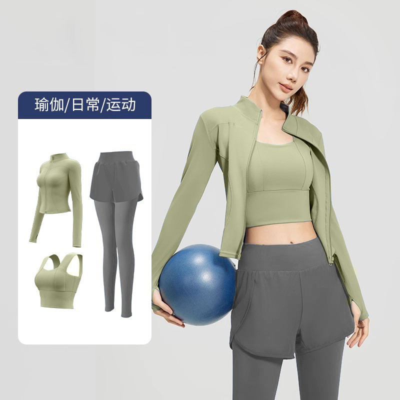 Daji Diary Yoga Wear Women's Four Seasons Sports Top Running Pilates Training Plus Size Fitness Long Sleeve Set
