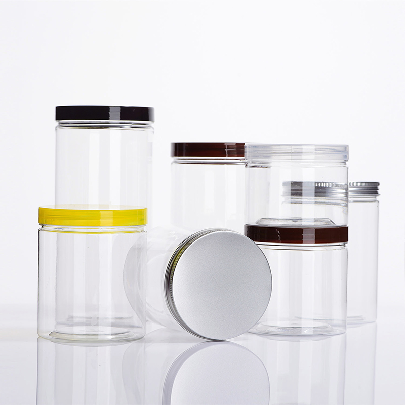 Transparent Cover Pet Seal Tank Empty Plastic Bottle Sub Food Grade Packaging Barrel Round Wide Mouth Candy Biscuit storage tank