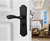 European Black Wooden Door Lock Indoor Steel Wooden Door Lock Silent Bedroom Door Lock Universal Room Door Lock Three-Piece Set
