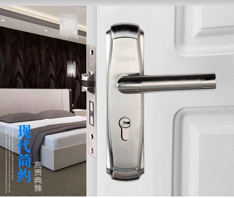 Stainless Steel Indoor Door Lock, Universal Household Bedroom Lock, Bathroom Door Lock, Indoor Silent Lock, Wooden Door Lock