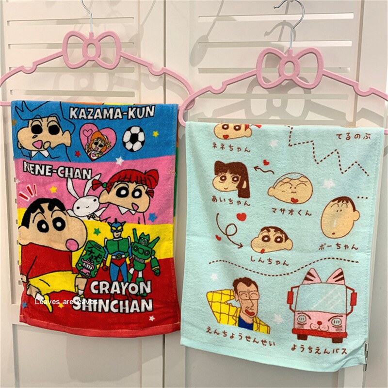 ins Wind Cotton Crayon Shin-Chan Towel, Absorbent, Quick-Drying, Household Couple Style Face Towel, Non-Shedding, Children's Face Towel