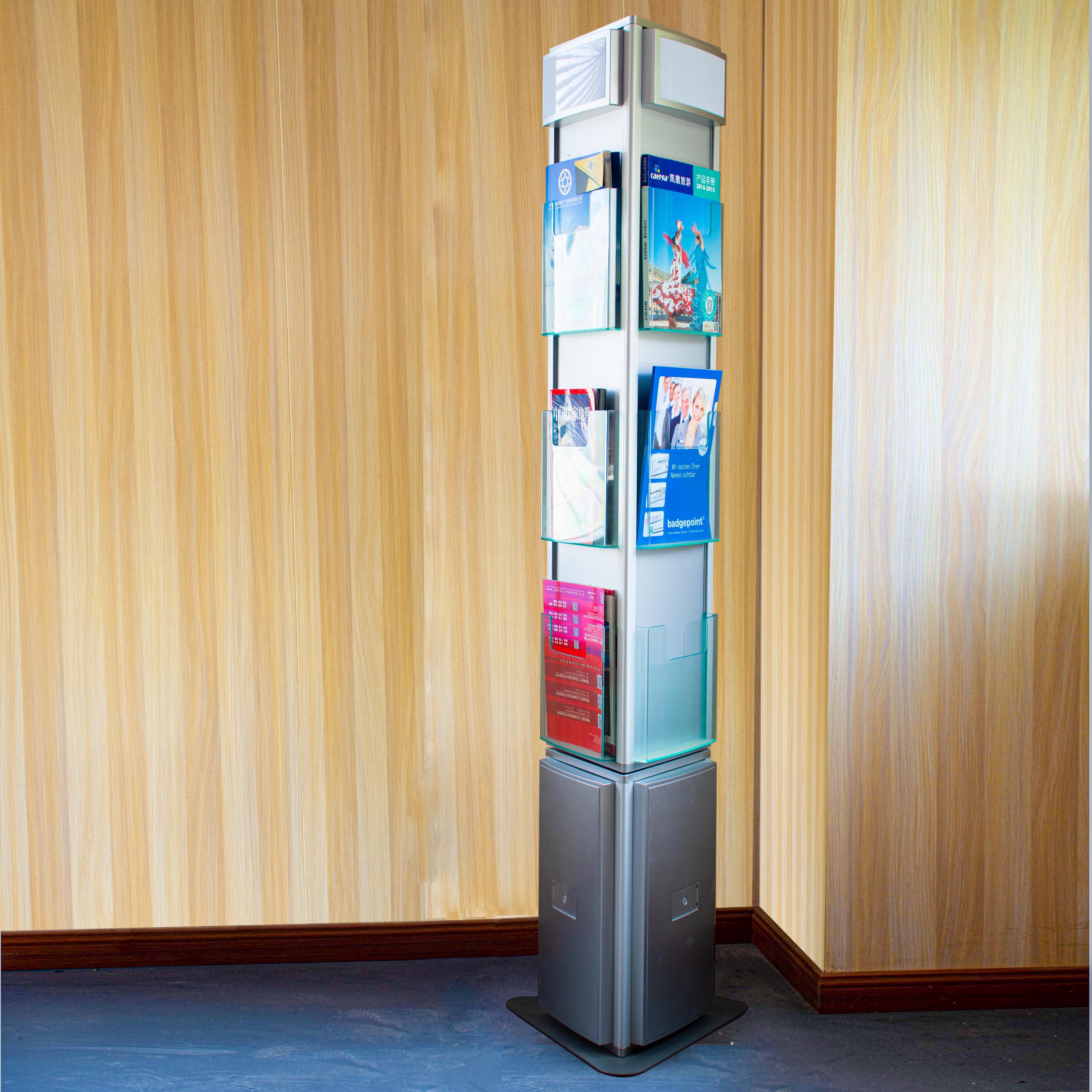 Three-sided rotary data rack Office data rack Flyer magazine rack Book and newspaper rack Sample house Display center Brochure rack