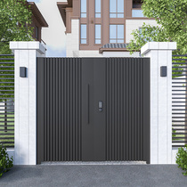 Aluminum art villa double door stainless steel courtyard gate modern garden yard gate iron art country fence courtyard wall door
