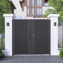 Aluminum art villa double door stainless steel courtyard gate modern garden yard gate iron art country fence courtyard wall door