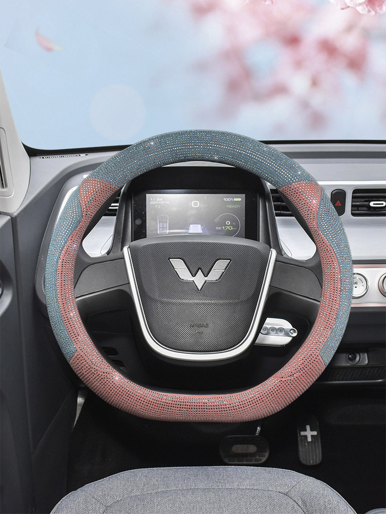 Wuling Hongguang Miniev Steering Wheel Cover Women's Cute Diamond Macaron Electric Car Mini Interior Arrangement Handle Cover