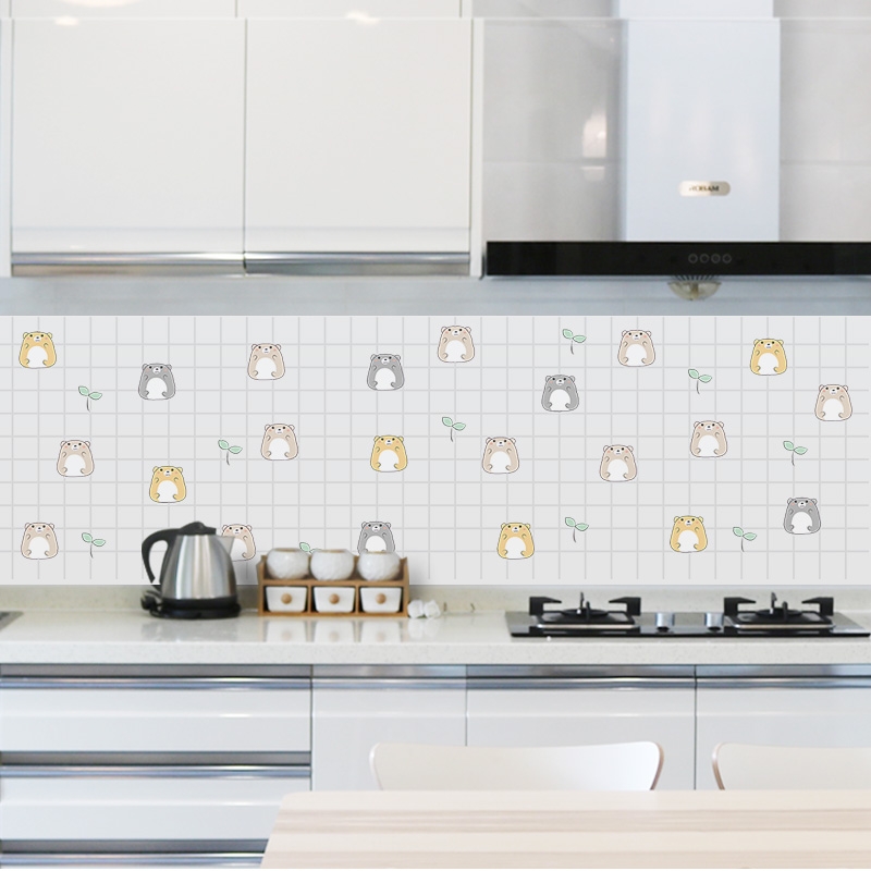 Kitchen oil-proof stickers Home waterproof long version cabinets are decorated with high temperature resistant hood transparent wall wallpaper